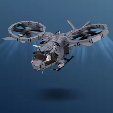MOC Helicopter Samson SA-2 Building Blocks Model Movie Avatar's Military Fighter Creative Bricks Ass