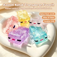 Colorful Squishy Maltose Toy Axolotl/ Stress Relief Toy - Transparent Glitter Cube Axolotl Toy