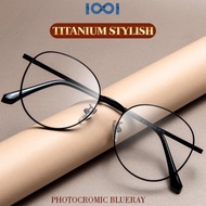 Terbatass Kacamata Minus Titanium Elastis Frame Bulat Pria Wanita -