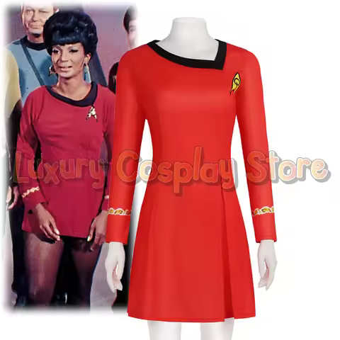 Movie Star Cosplay Female Sci-Fi Crew Red Blue Dress Uniform Trek TOS Costume Women Captain Outfit H