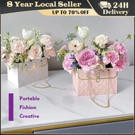 ❤️【Same Day Delivery】 Flower Packaging Box Flower Box Rose Wrapping Paper Bag Gift Box with Handle Valentine'S Day Portable Flower Shop Wedding LZC-Flower-Handbag