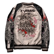 Jaket Sukajan Bolak Balik Bordir Dragon Ikan Koi - Jaket Sukajan Japan A215