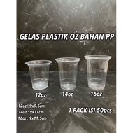 CONTENTS 50pcs - Plastic Cups 12oz 14oz 16oz - Flat Plastic Cups Oz Coffee Cup