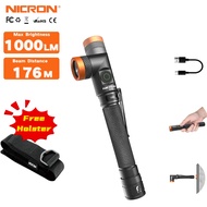NICRON B76 Penlight Flashlight Rechargeable 1000 High Lumen 6 Modes Max 230hours with 90 Degree Rota