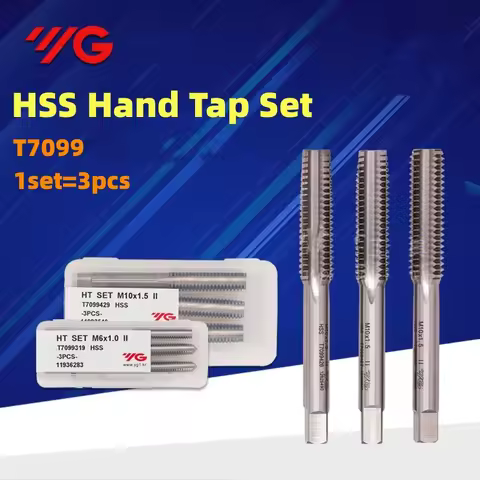 1Set Korea YG HSS Hand Tap Set=3PCS Straight Tap T7099 M2.5M3M4M5M6M8M10M12M14M16M20 X0.45 0.5 0.7 0