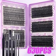 630/600/570pcs D-Curl Fluffy False Eyelashes (10D+20D+30D+40D+50D+60D/30D+40D+60D+80D+100D/ 30D+40D+