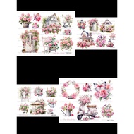 Decoupage Paper,  Rice paper  Size A4.  Floral Design, Suitable for decoupage and other paper craft