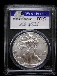 "God bless AMERICA" - 2014年美國邁步光明自由女神(Walking Liberty)花旗鷹徽壹安士(Silver Ounce)大銀幣(紐約州西點鑄製, 已評級)