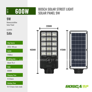BOSCA Solar Street Light BJD-12 600W 800W 1000W IP65 3 YEARS WARRANTY Smart sensor light control Hum