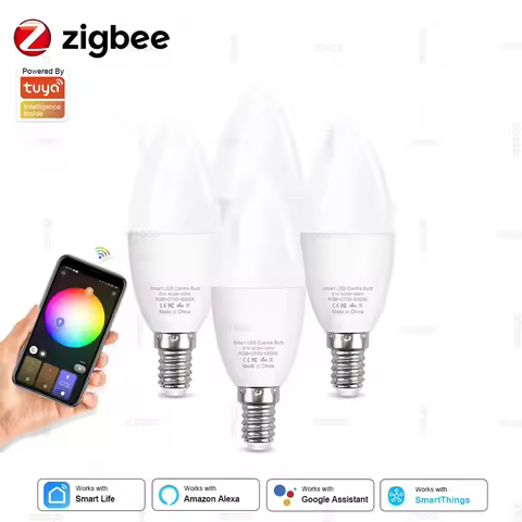 Tuya E14 Zigbee Smart Led Light Bulbs 5W RGB+CW+WW E14 Candle Led Lamp Works With Smart Life /Alexa 