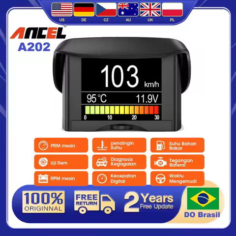 Automotive On-board Computer OBD2 Ancel A202 HUD Display Fuel Consumption Speed Water Temperature Ga