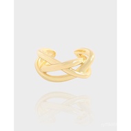 Version ins Cross Pure Ear Clip Niche Light Design Female Geometry 585 Bone Luxury Silver Single Cli