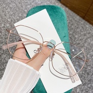 Metal Large Frame Glasses Frame Ladies Retro Flat Glasses Trendy Full Frame Glasses Frame Anti-Blue 