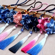 Yunnnan Dali Handmade Tie-Dye Blue Dye Fabric Flower Tassel Car Bag Hanging Ethnic Style Car Pendant