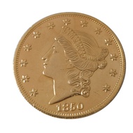 Antique Crafts American 20 Dollars 1850-1959 No Motto Copper Gold-Plated Commemorative Coin 34mm26.4