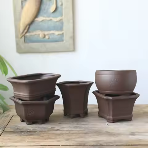 Black Pottery Earthen Burn Ceramic Crafts Flowerpot Plum Orchid Bamboo Chrysanthemum Succulent Plant