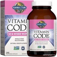 Garden of Life Multivitamin for Women 50 & Over, Vitamin Code Women 50 & Wiser Multi - 240 Capsules 