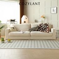 Cozylant Comfort Fabric Sofa / 3 Seater Sofa / White Grey / Fully Removable Sofa / High Backrest Sofa / Living Room