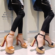 Ks.3245 Hils 13cm matte mix wood material High heel/ Wanita 13cm
