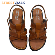 Streetwalk Flat Leather Strap Sandals for Women Ankle Strap Working Sandals for Sales Ladies Black S