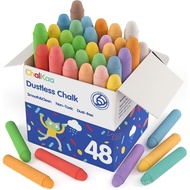 Dustless Chalk for Kids, 48PCS Colored Chalk, Wet-Erasable Crayon-Touch, Non Toxic Washable Toddler 