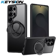 KEYSION N52 Magnetic 360 Ring Stand Case for Samsung Galaxy S25 Ultra 5G S25+ Matte Transparent Shoc