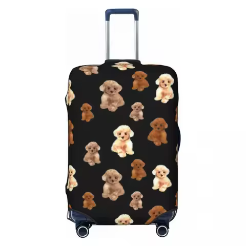Custom Teacup Poodle Dog Luggage Cover Protector Funny Pet Lover Travel Suitcase Covers for 18-32 In