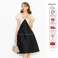 Luxury black cream designer dress with twisted bow sleeves [Real photo] The Shilla-CM.R15B45.55D0(SA