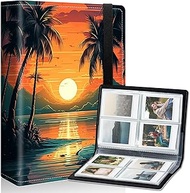 DIGTIALL 8.58x6.89 Inch Photo Album Tropical Palm Tree Theme PU Leather Cover with Elastic Band 32 S