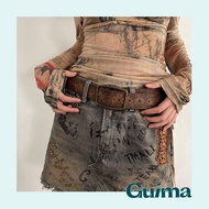 Y2k Retro Brown Wide Belt Bohemian Style Wide-Face Widened Y2k Y2k Belt