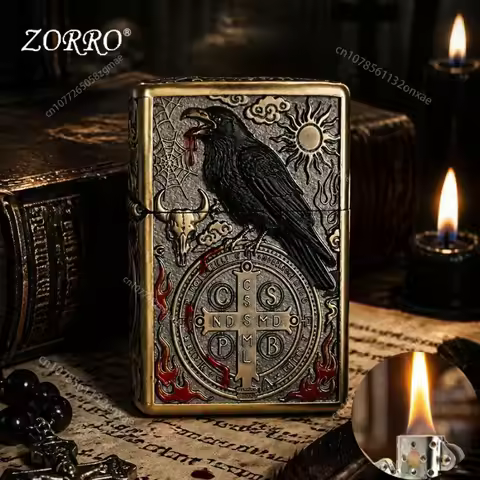 ZORRO ZK61-1 Crow Constantine Fuel Lighter, Embossed Color Lighter, Cigarette Accessories, Men's Gif