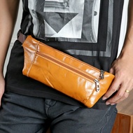 Leather Inc กระเป๋าคาดเอวคาดอกสามช่องซิป หนังแท้ รุ่น MBK001(เลือกสีได้)