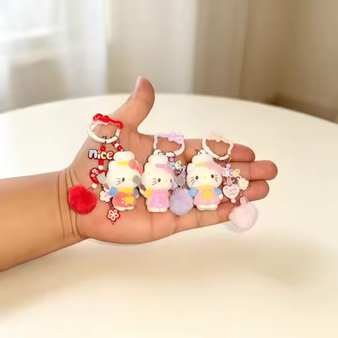 New Hello Kitty MIU Series Dopamine Phone DIY Bag Charm Keychain Cute Anime Fashion Accessories Gift