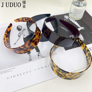 High Version Blogger Same Style Wide Version Tortoiseshell Acetate Headband Amber Leopard Print Hair