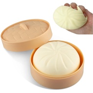 Holgosiu Dumpling Squishy Stress Ball Fidget Toy Dough Ball Squishy Bun Squeeze Ball Anxiety Relief Adult Squishy Toy Bun in Steamer Squishy Dumpling Fidget Sensory Toy Anti Stress