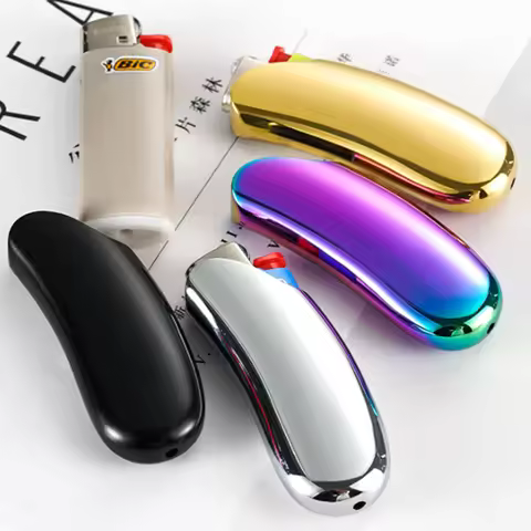 Fashion Heavy Curved Lighter Case Cover Holder Sleeve Pouches Metal Ergonomic Design for BIC Full Si