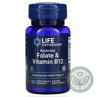 ✅✅ Life Extension, BioActive, Folate & Vitamin B12, B-12, 90 Vegetarian Capsules One4