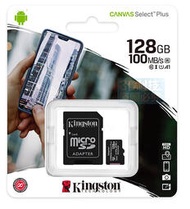 金士頓Kingston 128GB記憶卡 A1等級 小卡高速100MB/s 適用手機/平板/行車記錄器/相機 附SD轉接