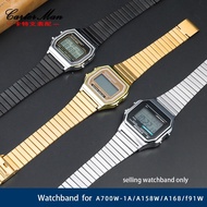 [HOT JUXXKWIHGWH 514] สายสแตนเลส18มิลลิเมตรสำหรับนาฬิกา Casio นาฬิกาทองขนาดเล็ก AE-1200WGD-1A A168/159แกนแข็งสแตนเลสสายรัดข้อมือสร้อยข้อมือ