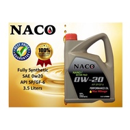 NACO 0w20 3.5L Fully Synthetic Engine Oil API-SP/GF-6 Car Lubricant 0w-20 3.5Litre Minyak Hitam Enji