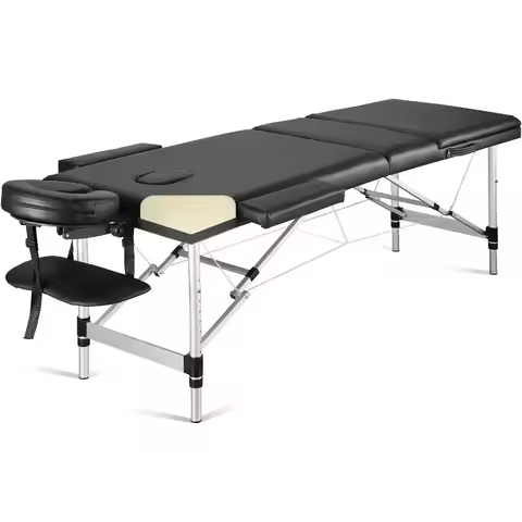 Portable Massage Table Professional Massage Bed 3 Fold 82 Inches Height Adjustable for Spa Salon Las