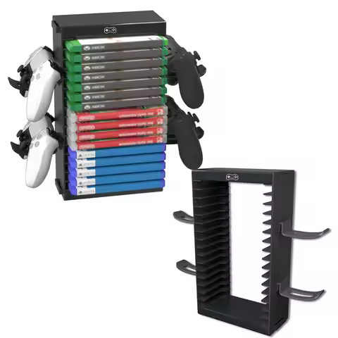 Video Game Storage Stand Tower for PS5/ PS4/ PS3/ Xbox Series S & X/Xbox One Game, with 4 Hooks Game