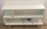 Modern White TV Stand with Storage Shelves