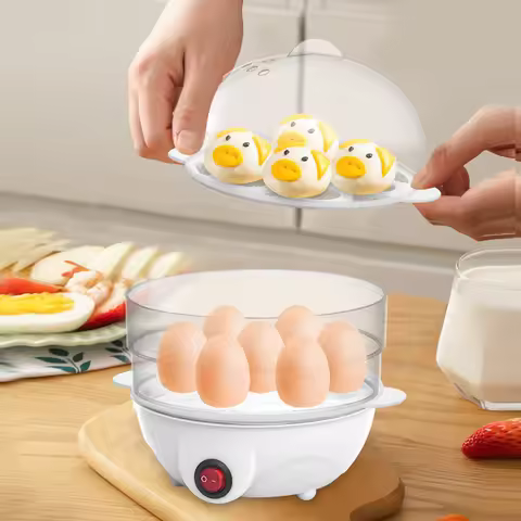 110V/220V Electric Egg Boiler Timing Multifunctional Egg Cooker Auto-Off Automatic Corn Steamer for
