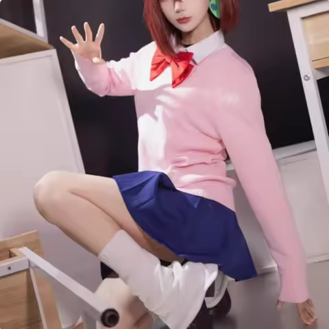 Anime Dandadan Momo Ayase Cosplay Costume Anime Dandadan Dress Skirt School Uniform Earrings Choker 