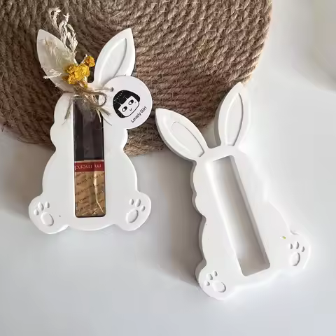 Easter Bunny Chocolate Bracket Silicone Mold DIY Gypsum Rabbit Shape Cash Gift Box Plugin Decorative
