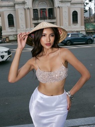 Valentina top เสื้อครอปปักไข่มุกแบบจึ้ง