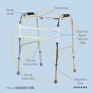 Tongkat Orang Tua Empat Kaki Tongkat Orang Sakit Boleh Lipat Walking Frame Rubber Lightweight Foldab
