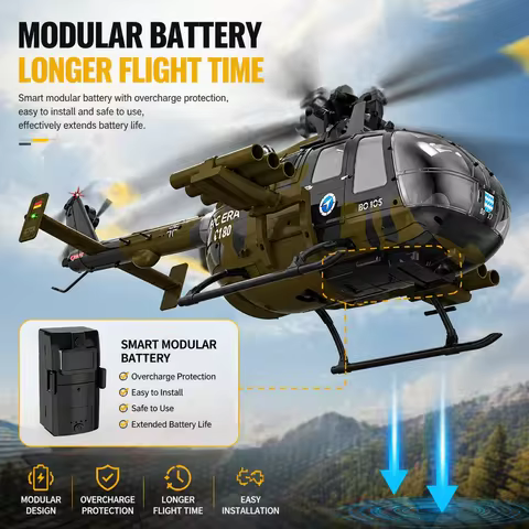 RC ERA C180 BO-105 6-Channel RC Helicopter | Aerobatic Stunt, Inverted Flight, Laser Radar, Hobby Dr