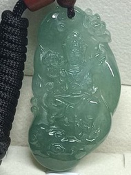 💝緬甸天然A貨冰糯藍水翡翠虛空藏菩薩❤香港玉石鑒定中心証書    （交收前出証）❤57mm*33.3mm*14.2mm❤重量29g❤玉質細膩水潤，內部結構已糯化起冰，滿藍綠底色，料子厚實飽滿，背面一刀